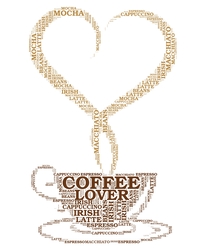 Coffee Lover Coffee Cup With Heart Word Art