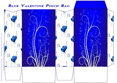 Blue Hearts and Balloons Pinch Bag