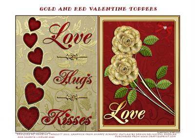 Red and Gold Valentine Toppers