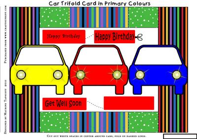 Car Tri-fold Card in Primary Colours