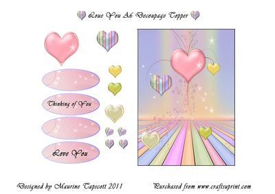 Love You Decoupage Topper A6
