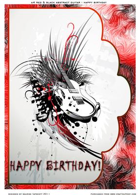 Red Black & Silver Guitar - Happy Birthday