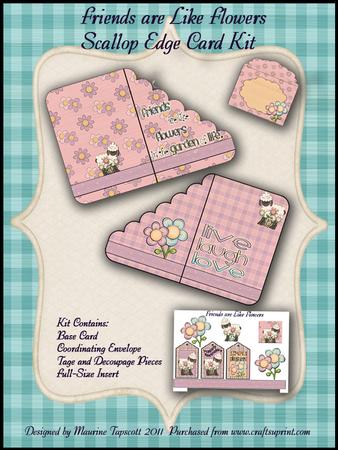 Friends Are Like Flowers Scallop Edge Card Kit