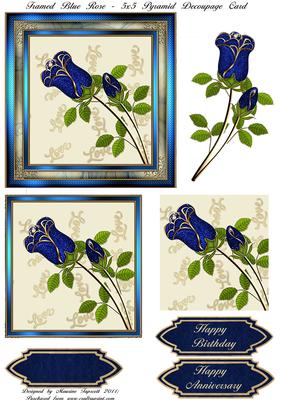 Framed Blue Love Roses - 5x5