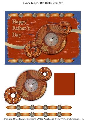 Happy Fathers Day 5x7 Rusty Gears