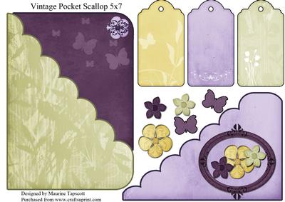 Vintage Flower Pocket Scallop 5x7
