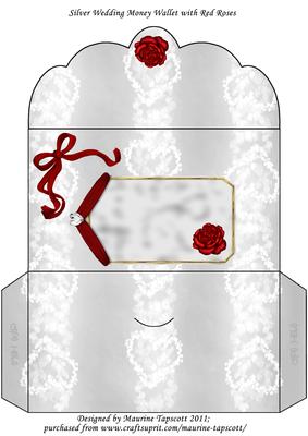 Red Rose on Silver Lace Money Wallet