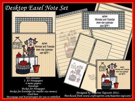 Desktop Easel Notepaper Kit - Gus After Monday