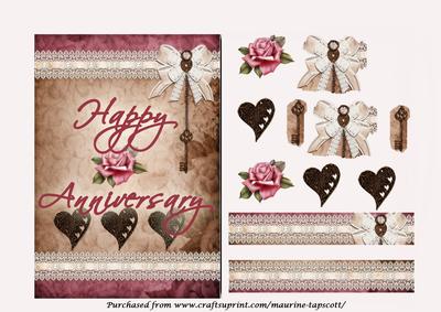 Vintage Romance Anniversary Card 5x7