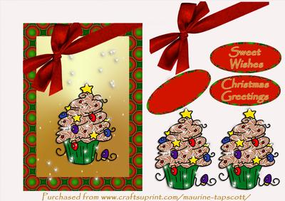 Cupcake Christmas Lights 5x7