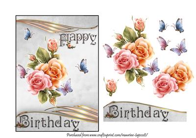 Glowing Roses Happy Birthday