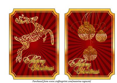 Golden Reindeer and Baubles Toppers