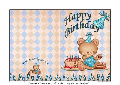 Baby Boy Birthday Bear 5x7