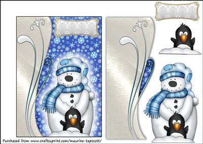 Snowman and His Buddy 5x7