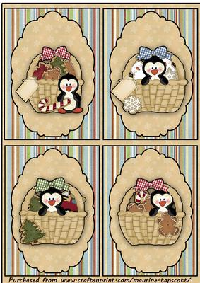 Penguin in a Basket Toppers