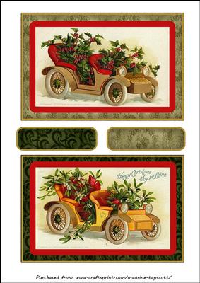 Christmas Vintage Cars Topper 5x7