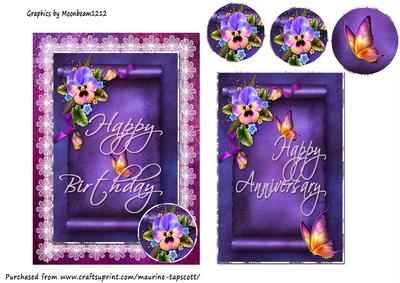 Fanciful Pansy Birthday/anniversary 5x7