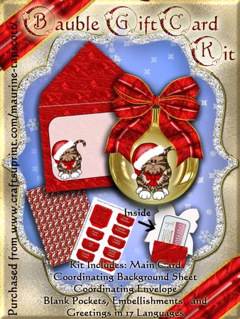 Bauble-shape Gift Card Kit - Santa Kitty
