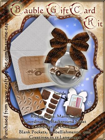 Bauble-shape Gift Card Kit - Vintage Car