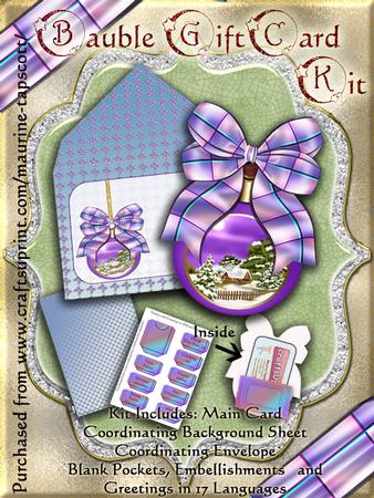 Bauble-shape Gift Card Kit - Purple Scene
