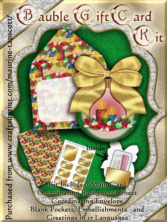 Bauble-shape Gift Card Kit - Gold Candles