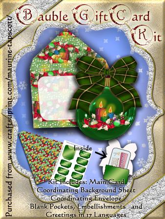 Bauble-shape Gift Card Kit - Green Candles
