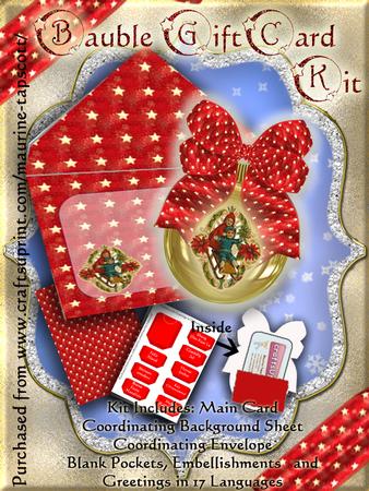Bauble-shape Gift Card Kit - Vintage Sled