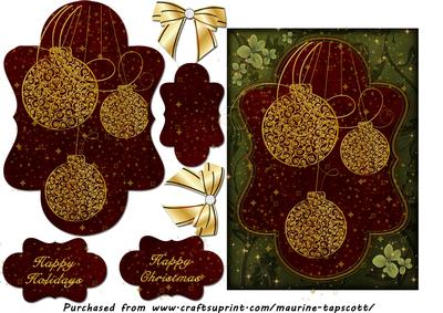 Golden Swirly Baubles 5x7