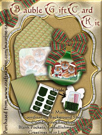 Bauble-shape Gift Card Kit - Santa Tiger Cubs