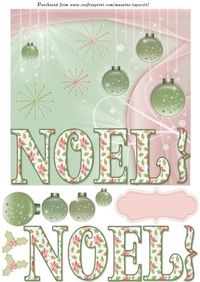 Square Noel Topper in Soft Pinks