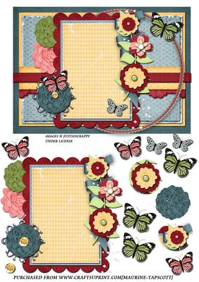 Vintage Flowers&butterflies 5x7