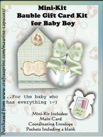 Mini Kit - Bauble-shaped Baby Boy Gift Card Kit