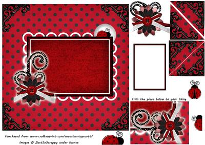 Square 7 Inch Topper Ladybugs and Flowers