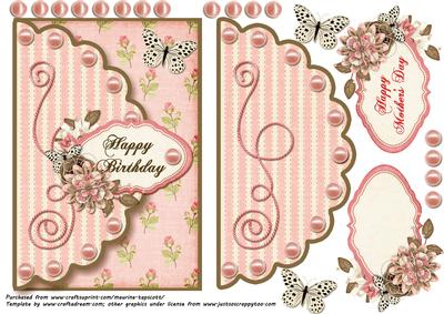 Vintage Roses Scallop Envelope 5x7