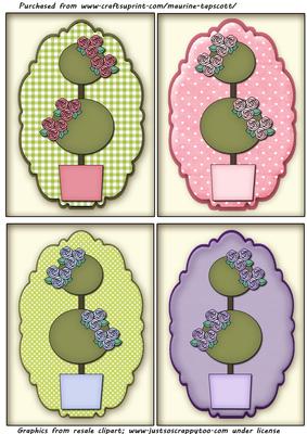 Topiary and Roses Note Toppers