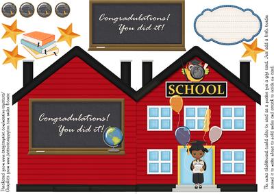 Schoolhouse-shaped Grad Card - Girl