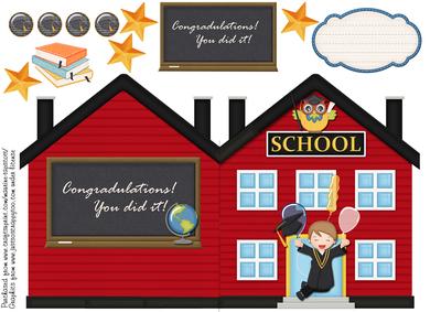 Schoolhouse-shaped Grad Card Boy Blonde