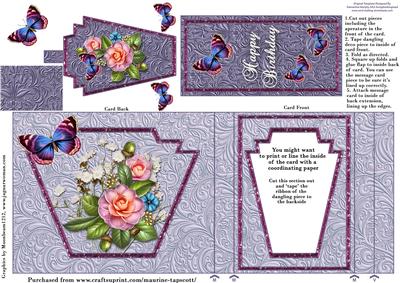 Butterfly & Roses Birthday Aperture Card