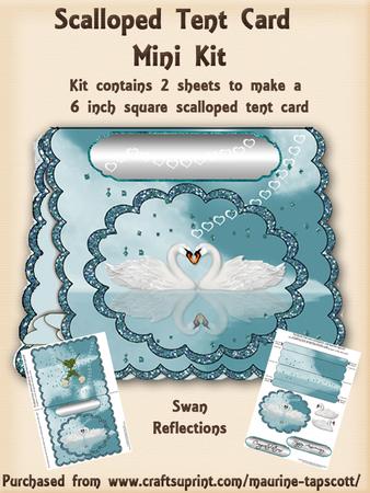 Swan Reflections Scalloped Tent Card Mini-kit