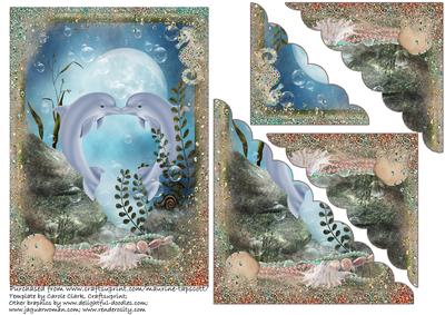 Kissing Dolphins Scalloped Corner Stacker