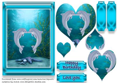 Kissing Dolphins with Heart Pyramadge