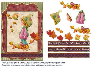 Vintage Autumn Leaves 5x7