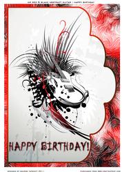 Red Black & Silver Guitar - Happy Birthday