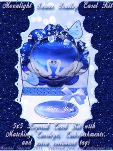 Moonlight Swans Scallop Easel Card Kit