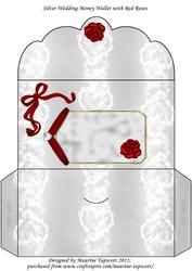 Red Rose on Silver Lace Money Wallet