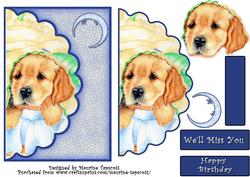 Snuggle Puppy Mock Envelope Card Blue