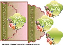 Summer Roses Scallop Envelope Card