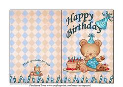 Baby Boy Birthday Bear 5x7