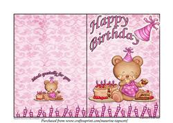 Baby Girl Birthday Bear 5x7