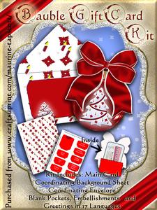 Bauble-shape Gift Card Kit - Red&white Steampunk